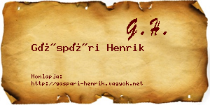 Gáspári Henrik névjegykártya